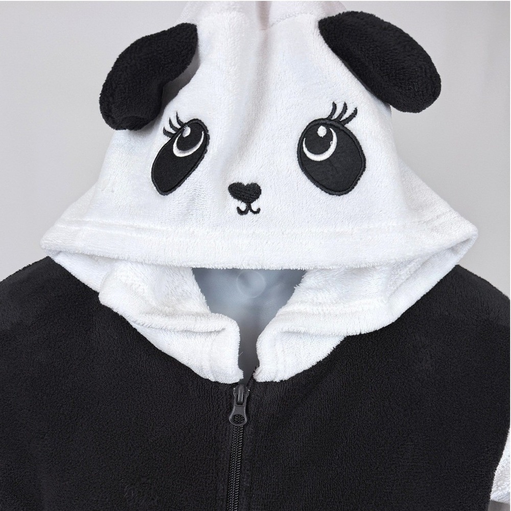 Rue21 Panda Kigurumi Cosplay Hooded Plush Zip Adult M Fleece Pajama Jumpsuit‎